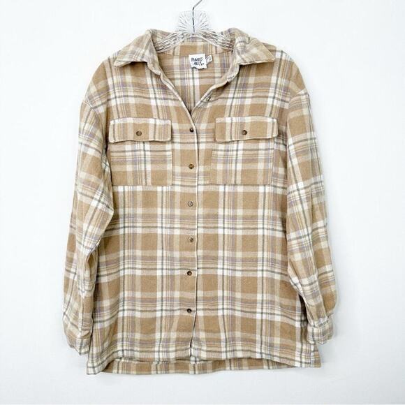 PRINCESS POLLY Mila Plaid Oversized Flannel Button-up Shirt Shacket Size 2 - Picture 4 of 6